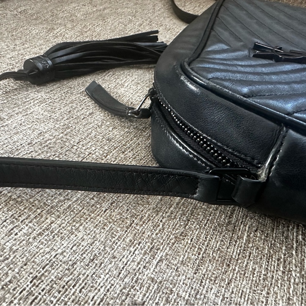 Yves Saint Laurent Black Chevron Leather Lou Camera Monogram Purse Bag YSL - Picture 2 of 13